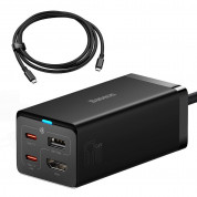 Baseus GaN 5 Pro Wall Charger 67W (CCGP110201) - захранване за ел. мрежа за лаптопи, смартфони и таблети с USB-C и USB-A изходи, HDMI порт и USB-C към USB-C кабел (черен)