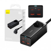 Baseus GaN 3 Pro Charger Power Strip 100W (PSZM000401) - захранване за ел. мрежа за лаптопи, смартфони и таблети с AC, 2xUSB-A и 2xUSB-C изходи с технология за бързо зареждане и USB-C кабел (черен) 11