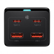 Baseus GaN 3 Pro Charger Power Strip 100W (PSZM000401) - захранване за ел. мрежа за лаптопи, смартфони и таблети с AC, 2xUSB-A и 2xUSB-C изходи с технология за бързо зареждане и USB-C кабел (черен) 3
