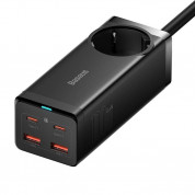 Baseus GaN 3 Pro Charger Power Strip 100W (PSZM000401) - захранване за ел. мрежа за лаптопи, смартфони и таблети с AC, 2xUSB-A и 2xUSB-C изходи с технология за бързо зареждане и USB-C кабел (черен)