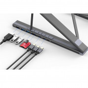 Choetech Stand 7in1 Multifunction Docking Station USB-C Hub - сгъваема поставка с вграден USB-C хъб за MacBook и лаптопи (черен) 4