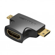 Vention Female HDMI to mini HDMI male and micro HDMI male Adapter - адаптер за преобразуване от HDMI към mini HDMI или micro HDMI (черен) 1