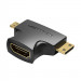 Vention Female HDMI to mini HDMI male and micro HDMI male Adapter - адаптер за преобразуване от HDMI към mini HDMI или micro HDMI (черен) 2
