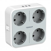 Tessan Wall Socket TS-302-DE - разклонител с 4хAC изхода и вградени 3хUSB-A изхода за мобилни устройства (бял)
