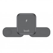 Budi 3-in-1 Wireless Charger 15W - сгъваема тройна поставка (пад) за безжично зареждане за iPhone, Apple Watch, AirPods и Qi съвместими мобилни устройства (черен) 4