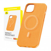Baseus Fauxther Leather Magnetic Case - кожен кейс с MagSafe за iPhone 15 (оранжев)