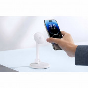 Baseus MagPro Magnetic Desktop Phone Stand - магнитна поставка за бюро за iPhone с MagSafe и други смартфони (бял) 8