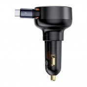 Baseus Enjoyment Pro Car Charger 60W with USB-C port and USB-C cable - зарядно за кола с вграден USB-C кабел и USB-C изход (черен) 2