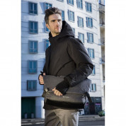 Odzu Smart Messenger Bag - елегантна здрава текстилна чанта с дръжкa и презрамка (тъмносив) 15