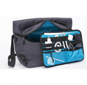 Odzu Smart Messenger Bag - елегантна здрава текстилна чанта с дръжкa и презрамка (тъмносив) 10