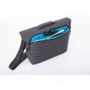 Odzu Smart Messenger Bag - елегантна здрава текстилна чанта с дръжкa и презрамка (тъмносив) 5