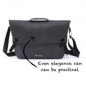 Odzu Smart Messenger Bag - елегантна здрава текстилна чанта с дръжкa и презрамка (тъмносив) 12