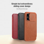 Nillkin Qin Book Pro Leather Flip Case - кожен калъф, тип портфейл за iPhone 15 Pro Max (черен) 2