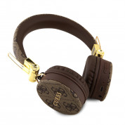 Guess PU Leather 4G Metal Logo Bluetooth Headphones - безжични блутут слушалки с микрофон за мобилни устройства (кафяв) 1