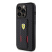 Ferrari Carbon Grip Stand Case - дизайнерски кожен кейс с поставка за iPhone 15 Pro Max (черен) 1