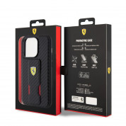 Ferrari Carbon Grip Stand Case - дизайнерски кожен кейс с поставка за iPhone 15 Pro Max (черен) 6