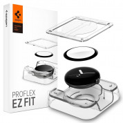 Spigen ProFlex EZ Fit Hybrid Glass Protector 2 Pack - 2 броя хибридни защитни покритии с извити ръбове за целия дисплей на Google Pixel Watch (черен-прозрачен)
