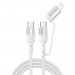 4smarts ComboCord CL USB-C to USB-C and Lightning Cable - качествен многофункционален кабел USB-C към USB-C или Lightning (150 см) (бял) 1