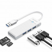 Orico USB-A 3.0 3-Port Hub With Card Reader - 3-портов USB-A 3.0 хъб и четец за карти за MacBook и преносими компютри (15 см) (бял)
