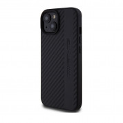 AMG Carbon Effect Leather MagSafe Case - дизайнерски кожен кейс с висока защита с MagSafe за iPhone 15 (черен) 1