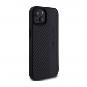 AMG Carbon Effect Leather MagSafe Case - дизайнерски кожен кейс с висока защита с MagSafe за iPhone 15 (черен) 3
