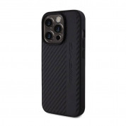 AMG Carbon Effect Leather MagSafe Case - дизайнерски кожен кейс с висока защита с MagSafe за iPhone 15 Pro (черен) 1