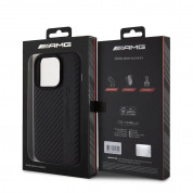 AMG Carbon Effect Leather MagSafe Case - дизайнерски кожен кейс с висока защита с MagSafe за iPhone 15 Pro (черен) 6
