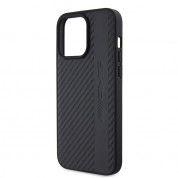 AMG Carbon Effect Leather MagSafe Case - дизайнерски кожен кейс с висока защита с MagSafe за iPhone 15 Pro Max (черен) 4