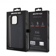 AMG Carbon Effect Leather MagSafe Case - дизайнерски кожен кейс с висока защита с MagSafe за iPhone 15 Pro Max (черен) 6