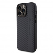 AMG Carbon Effect Leather MagSafe Case - дизайнерски кожен кейс с висока защита с MagSafe за iPhone 15 Pro Max (черен) 1