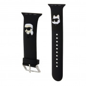 Karl Lagerfeld Karl and Choupette Head NFT Silicone Watch Strap for Apple Watch 42mm, 44mm, 45mm, Ultra 49mm (black)