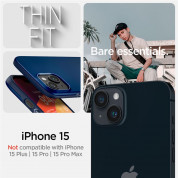 Spigen Thin Fit Case - качествен тънък матиран кейс за iPhone 15 (тъмносин) 11