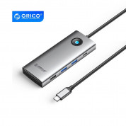 Orico 8in1 Multifunction Docking Station USB-C Hub (PW11-8PC-GY-EP) - USB-C хъб за свързване на допълнителна периферия за компютри и лаптопи с USB-C порт (тъмносив)