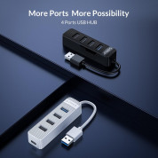 Orico USB-А 3.0 Hub 4 Port - 4-ри портов USB-A хъб с 3 х USB-A 2.0 и 1 х USB-A 3.0 порта (черен)  4