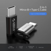Orico USB-C Male to MicroUSB Female Adapter - адаптер от microUSB женско към USB-C мъжко за мобилни устройства с USB-C порт (черен) 6