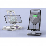 Nillkin PowerHold Mini Wireless Charging Stand - алуминиева сгъваема поставка за бюро и плоскости за безжично зареждане за iPhone с MagSafe (сребрист) 4
