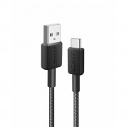 Anker 322 USB-A to USB-C Cable - здрав кабел с въжена оплетка и бързо зареждане за устройства с USB-C (90 см) (черен) 