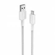 Anker 322 USB-A to USB-C Cable - здрав кабел с въжена оплетка и бързо зареждане за устройства с USB-C (90 см) (бял) 