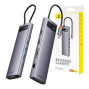 Baseus USB-C Metal Gleam StarJoy Series 11-in-1 Hub (B00030709811-00) - мултифункционален хъб за свързване на допълнителна периферия за устройства с USB-C (тъмносив)