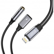 Tech-Protect Ultraboost Lightning to 3.5mm Adapter - Lightning адаптер към 3.5 аудио изход и Lightning изход (15 см) (черен) 