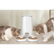 Rojeco 4L Automatic Pet Feeder WiFi Version with Double Bowl - диспенсър за храна с двойна купичка за домашни любимци (бял) 4