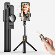 Selfie Stick Telescopic Tripod with Bluetooth Remote K10 - разтегаем безжичен селфи стик и трипод за мобилни телефони (черен) 1