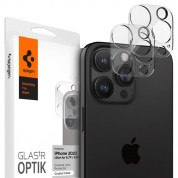 Spigen Optik Lens Protector 2 Pack - комплект 2 броя предпазни стъклени протектора за камерата на iPhone 15 Pro, iPhone 15 Pro Max, iPhone 14 Pro, iPhone 14 Pro Max (прозрачен)