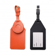 4smarts Luggage Tag Leather Case for Apple AirTags (black and orange)