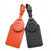 4smarts Luggage Tag Leather Case for Apple AirTags (black and orange) 1