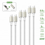 4smarts PremiumCord USB-C to USB-C Cable 60W Set incl. Digit Adapter and Coupler (white)