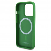 Lacoste Iconic Petit Pique Logo MagSafe Case - дизайнерски кожен кейс с MagSafe за iPhone 15 Pro Max (зелен) 4