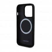 Lacoste Iconic Petit Pique Logo MagSafe Case - дизайнерски кожен кейс с MagSafe за iPhone 15 Pro (тъмносин) 4