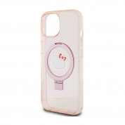 Hello Kitty IML Ringstand Glitter Kitty Head MagSafe Case - хибриден удароустойчив кейс с MagSafe за iPhone 15 (розов-прозрачен) 4
