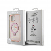 Hello Kitty IML Ringstand Glitter Kitty Head MagSafe Case - хибриден удароустойчив кейс с MagSafe за iPhone 15 (розов-прозрачен) 6